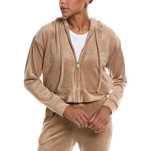 Knit Riot Womens  Classic Velour Zip Hoodie, Brown